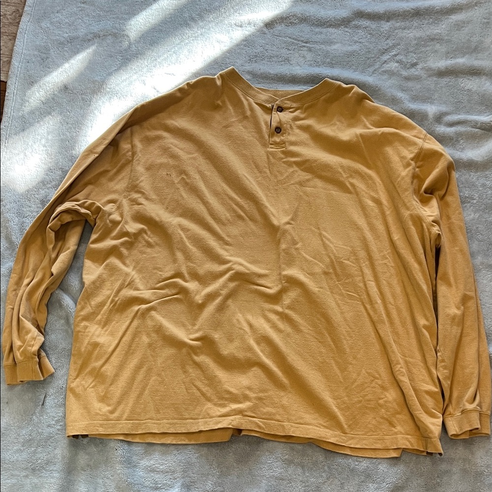 Men's Mustard Long Sleeve Henley Shirt